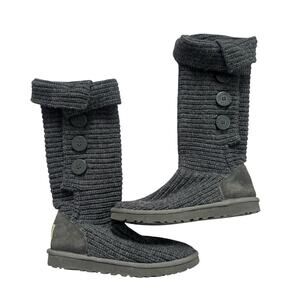 Ugg Australia Cardy 5 Button Gray Knit Sweater Boot 1878 Women's 8